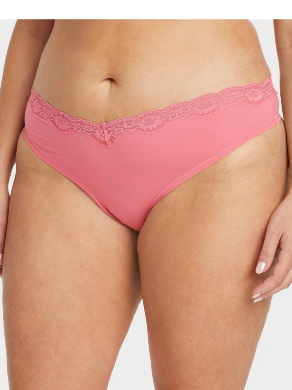 Auden plus size coral Lace-Trim thong  Panty.